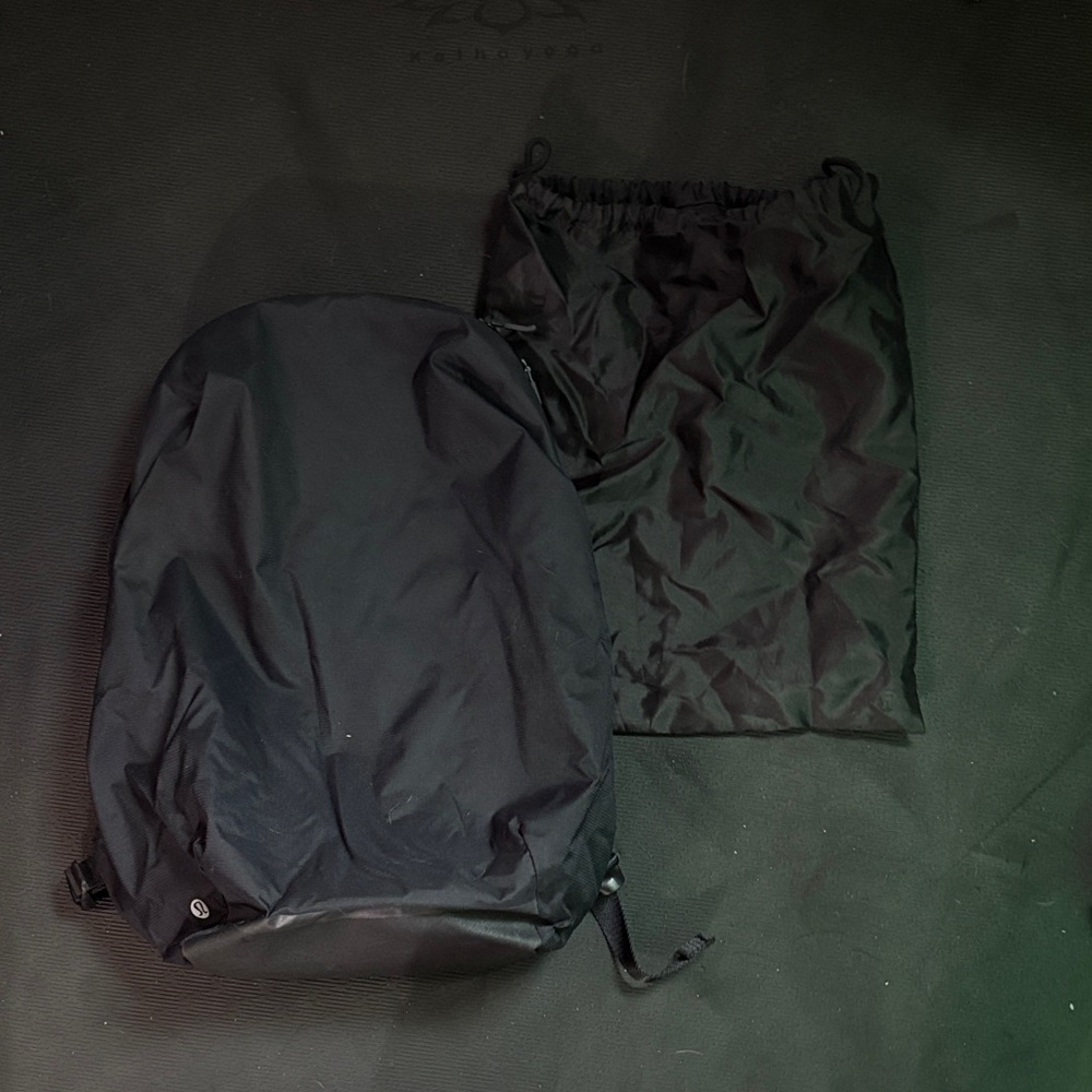 Lululemon double zip Backpack with Drawstring Bag